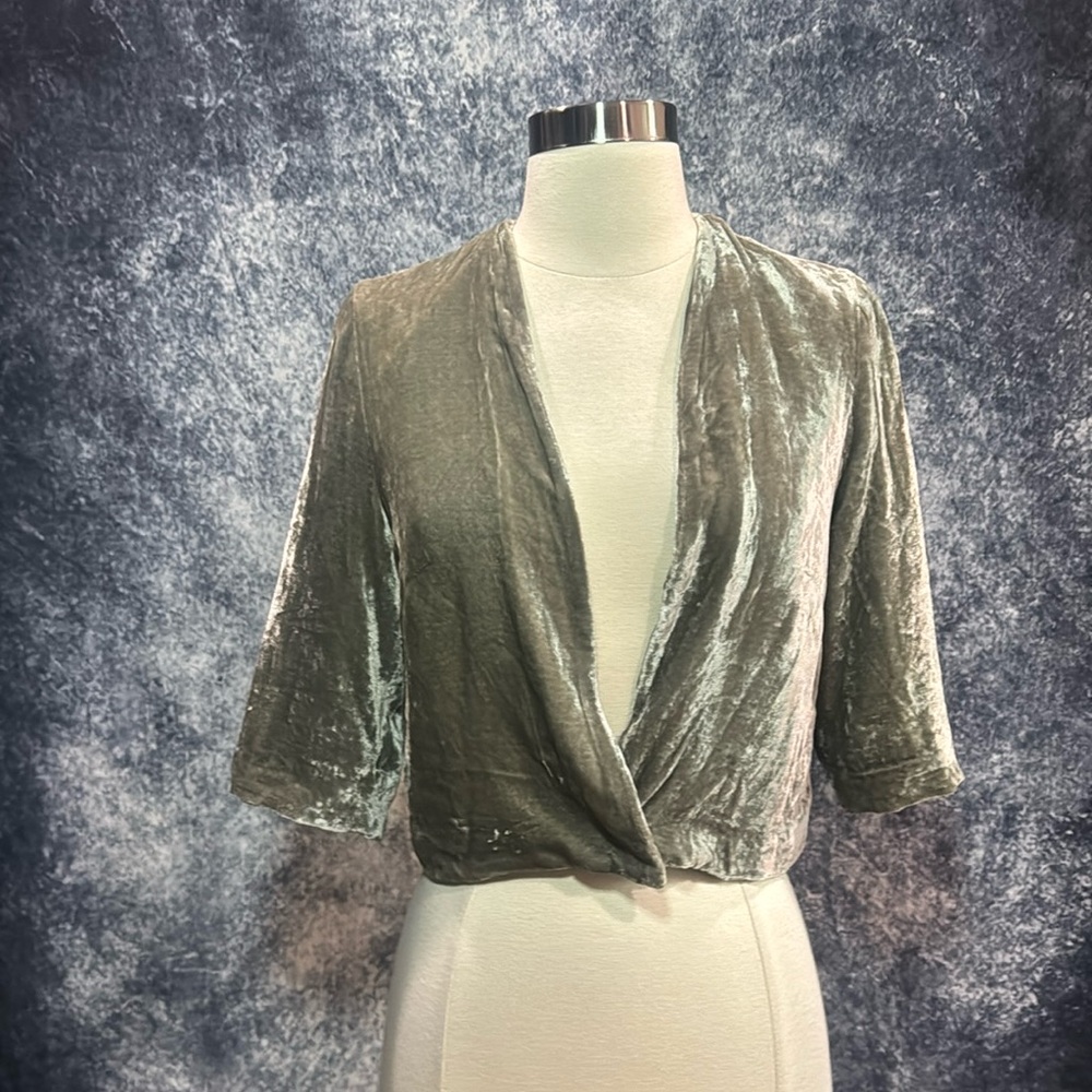 Isabel Marant silver grey silk velvet single button cardigan
